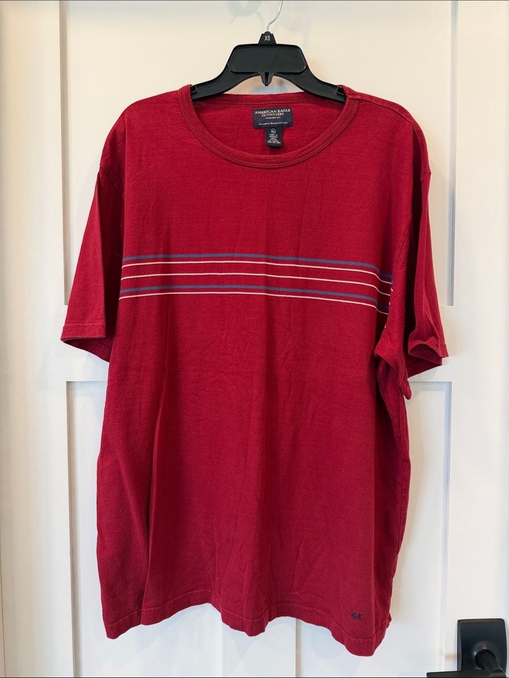 American Eagle Outfitters Red Short Sleeve Stripe Tee